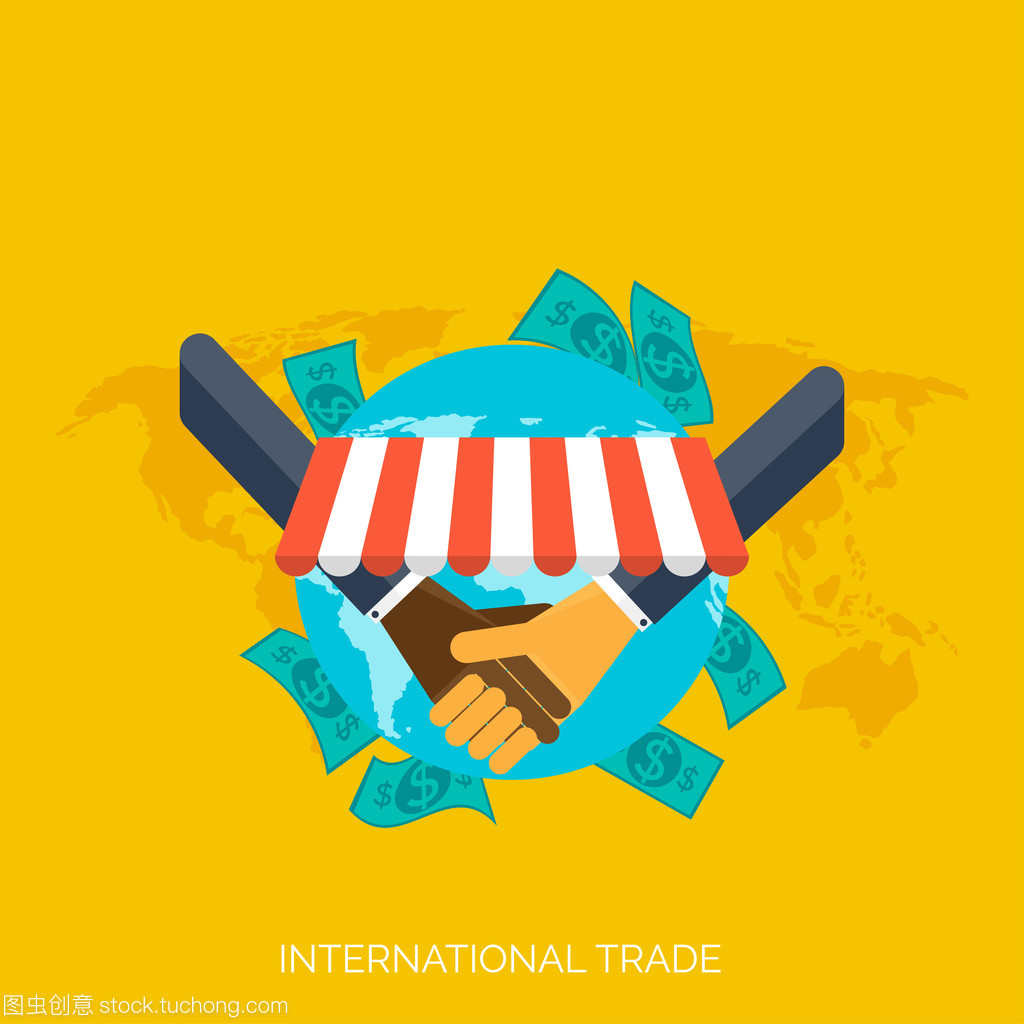 平的手。全球國際貿易概念背景。業務和賺錢